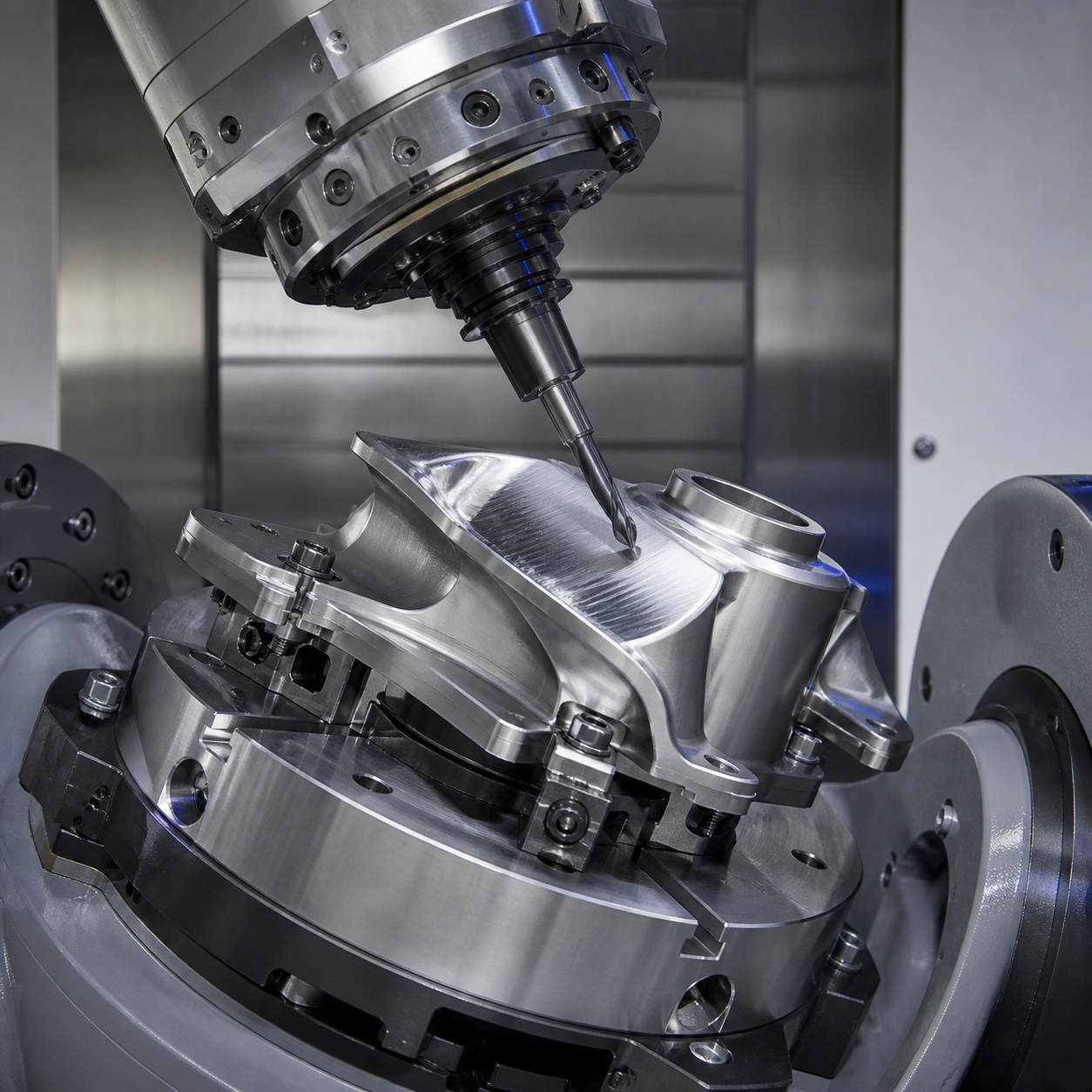 5-axis CNC milling tool orientation with ball nose end mill on curved surface