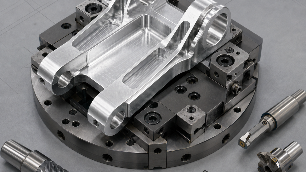 7050-T7451 Aerospace Hinge Fitting CNC Case: Deep Fork Pockets and Coaxial Lug Bores