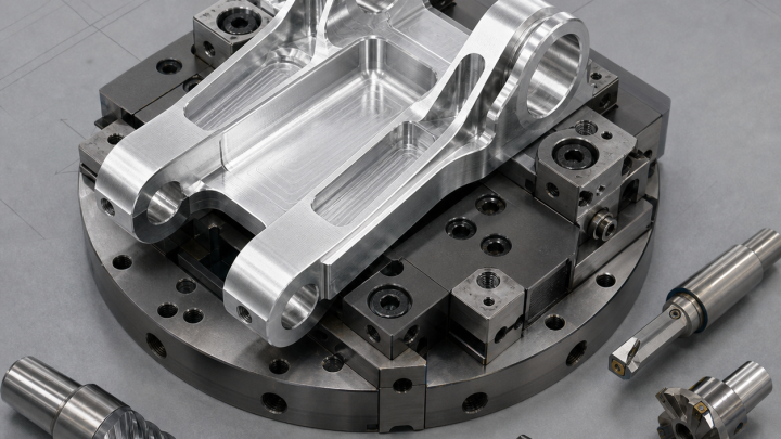 7050-T7451 Aerospace Hinge Fitting CNC Case: Deep Fork Pockets and Coaxial Lug Bores