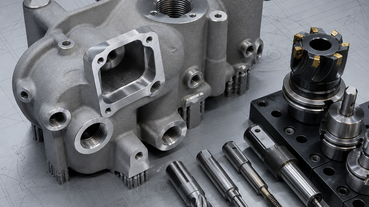 Additively Manufactured AlSi10Mg Hydraulic Manifold CNC Case: Datum Bosses, Seal Faces and Port Finishing