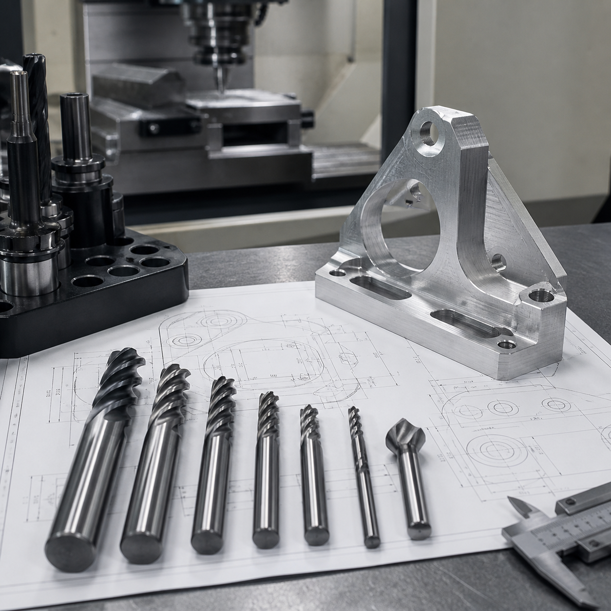 Drawing based tool selection case for aluminum bracket CNC machining plan