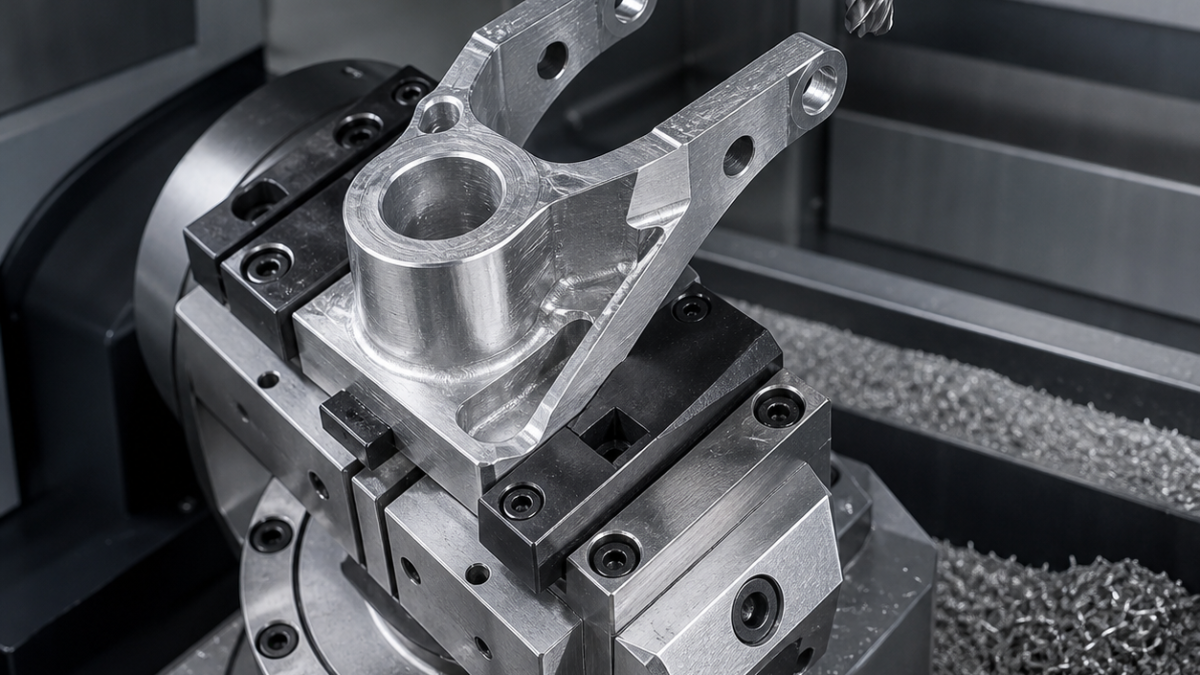 AZ91D Magnesium Gimbal Yoke CNC Case: Thin Arms, Pivot Bore and Chip-Fire Control