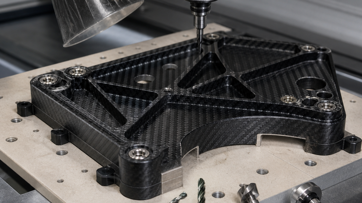 CFRP Bracket CNC Tool Selection for Insert Bores and 100° Countersinks