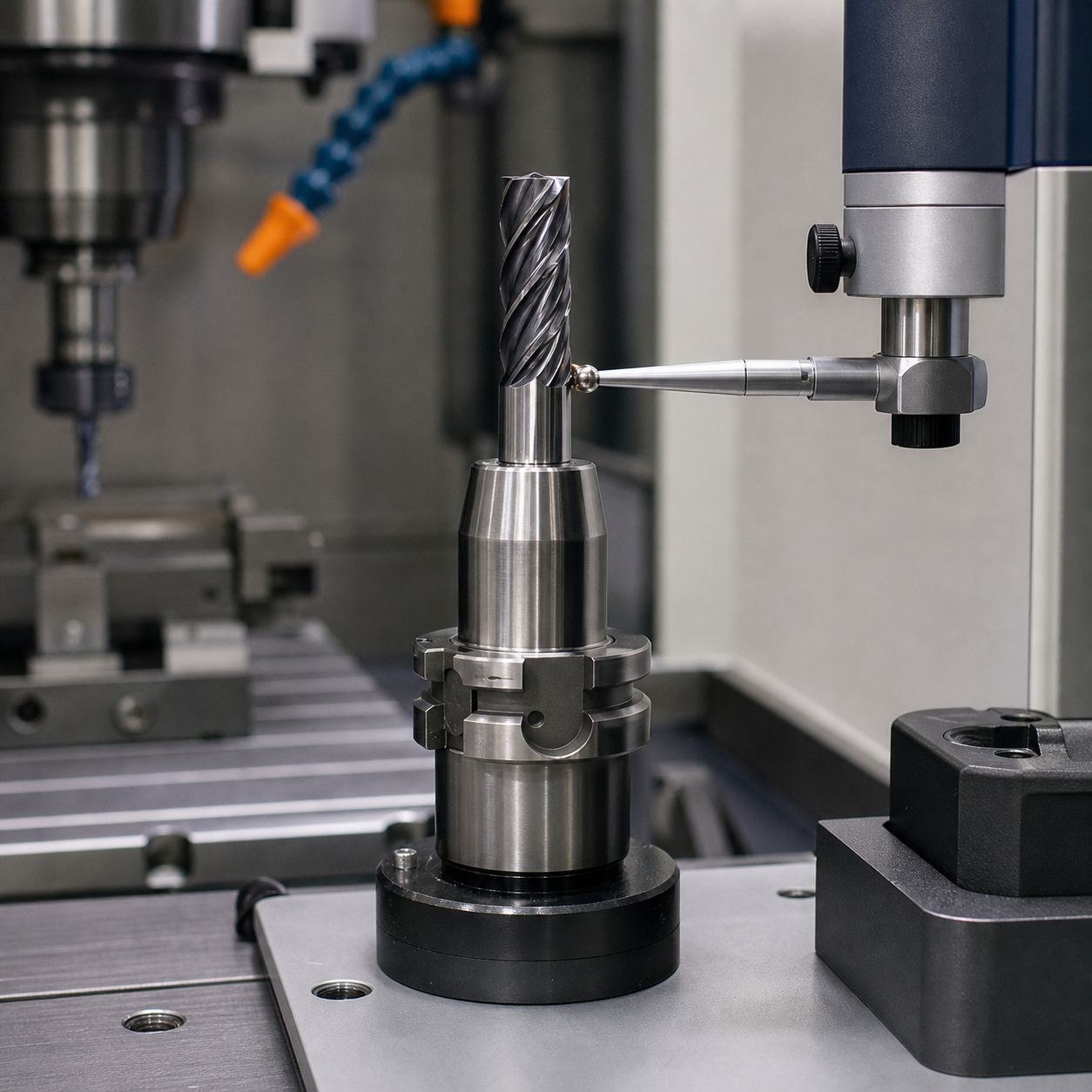 CNC tool presetting with carbide end mill length offset measurement