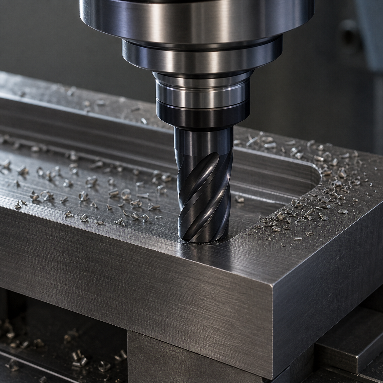Corner radius carbide end mill roughing steel with reduced edge chipping