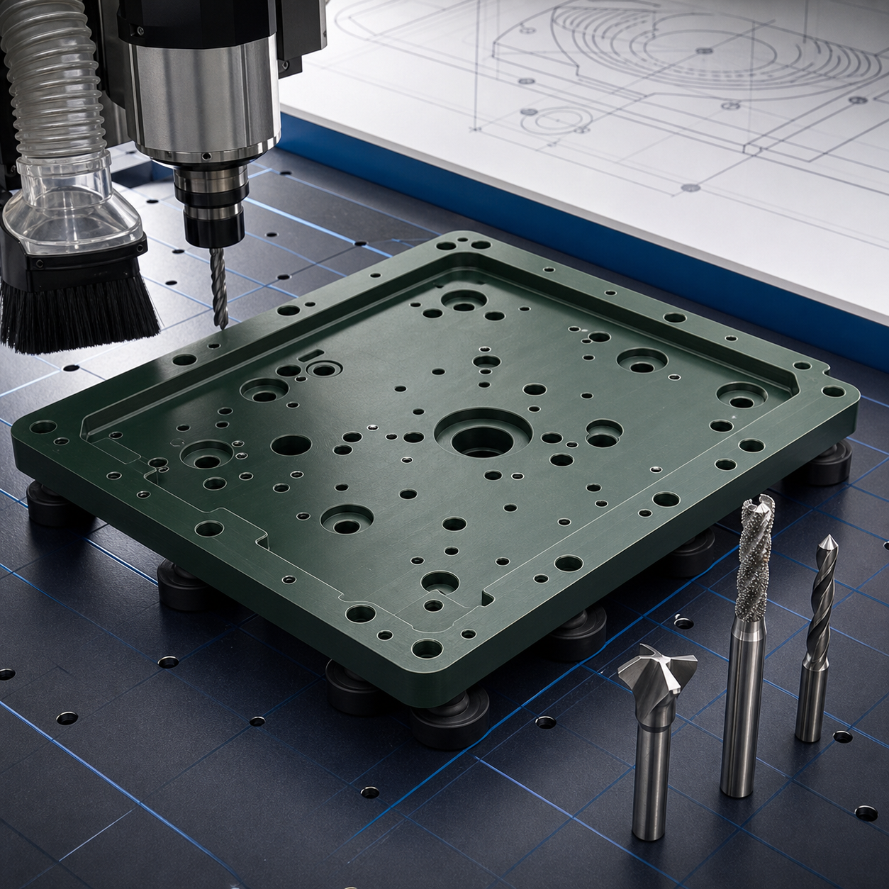 G10 FR-4 composite fixture plate CNC diamond tooling and dust control plan