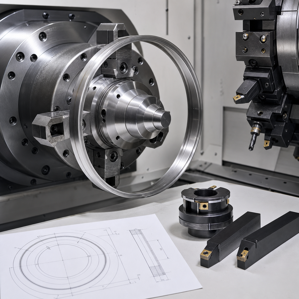 Inconel 718 turbine seal ring CNC machining on an expanding mandrel