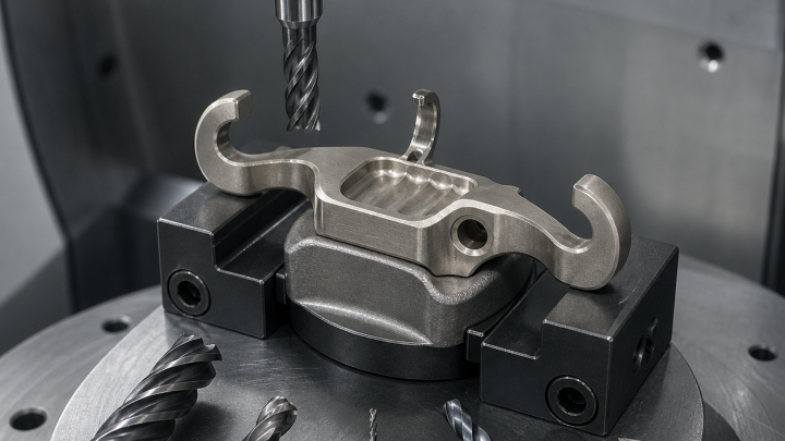 Nimonic 90 Turbine Damper CNC Tooling Case: Curved Contact Pads and Thin Hook