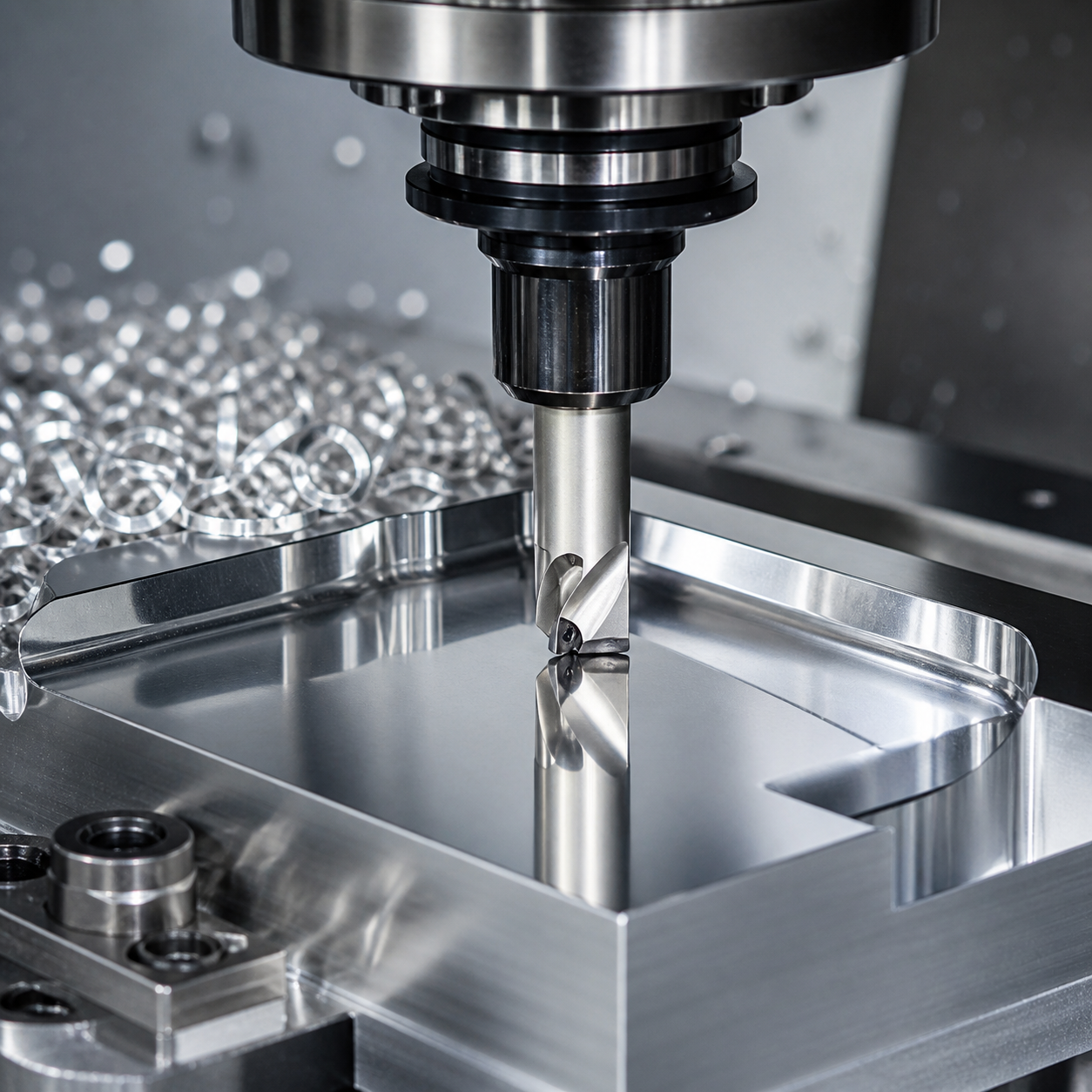 PCD cutter machining aluminum alloy with mirror surface finish