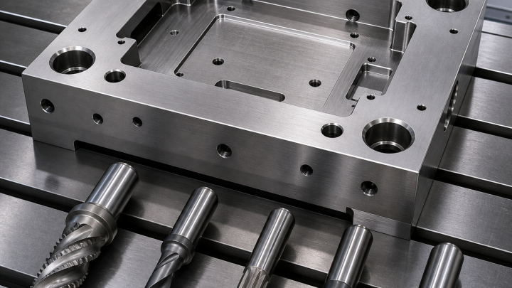 Plastic Mold Base Plate: Guide-Bore and Pocket Tooling