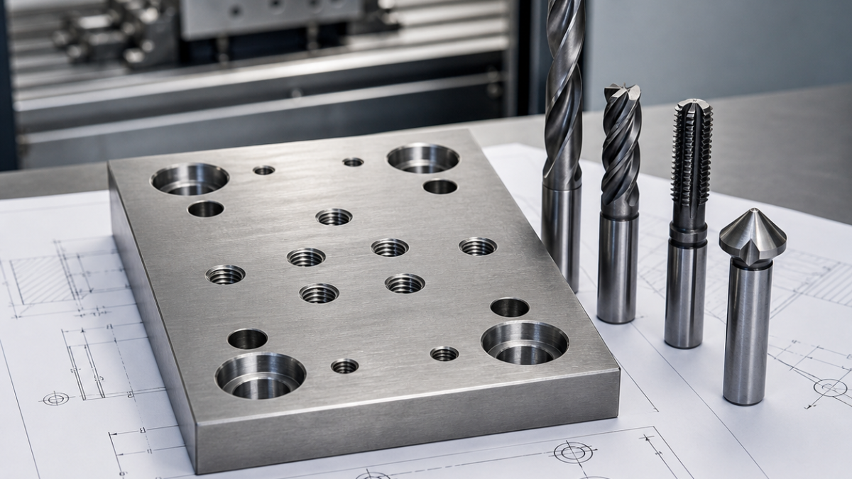 CNC Tooling Solution Case: Plate Drawing with Counterbores and Threaded Holes