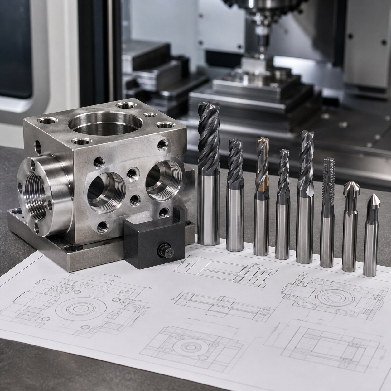 Stainless steel valve body CNC machining case with tool selection layout