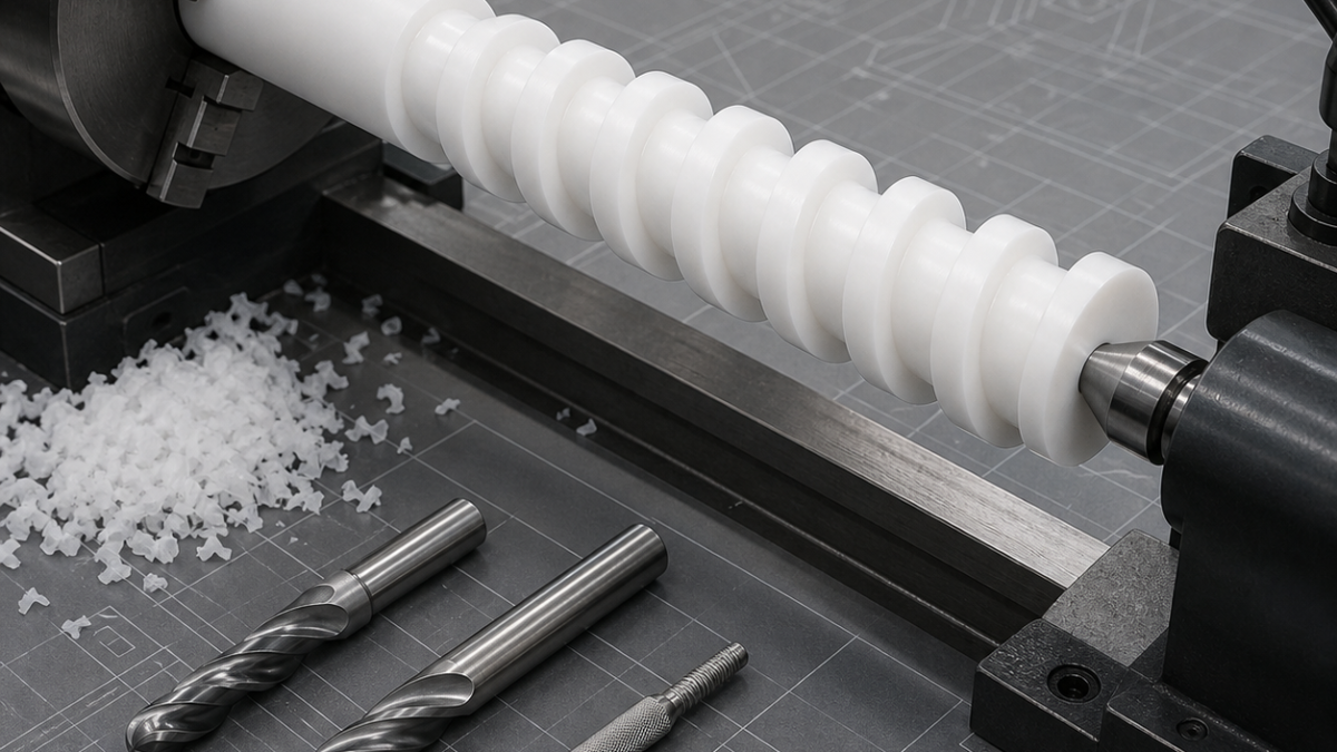 UHMWPE Metering Screw CNC Case: Deep Helical Channel, Stringy Chips and Profile Control