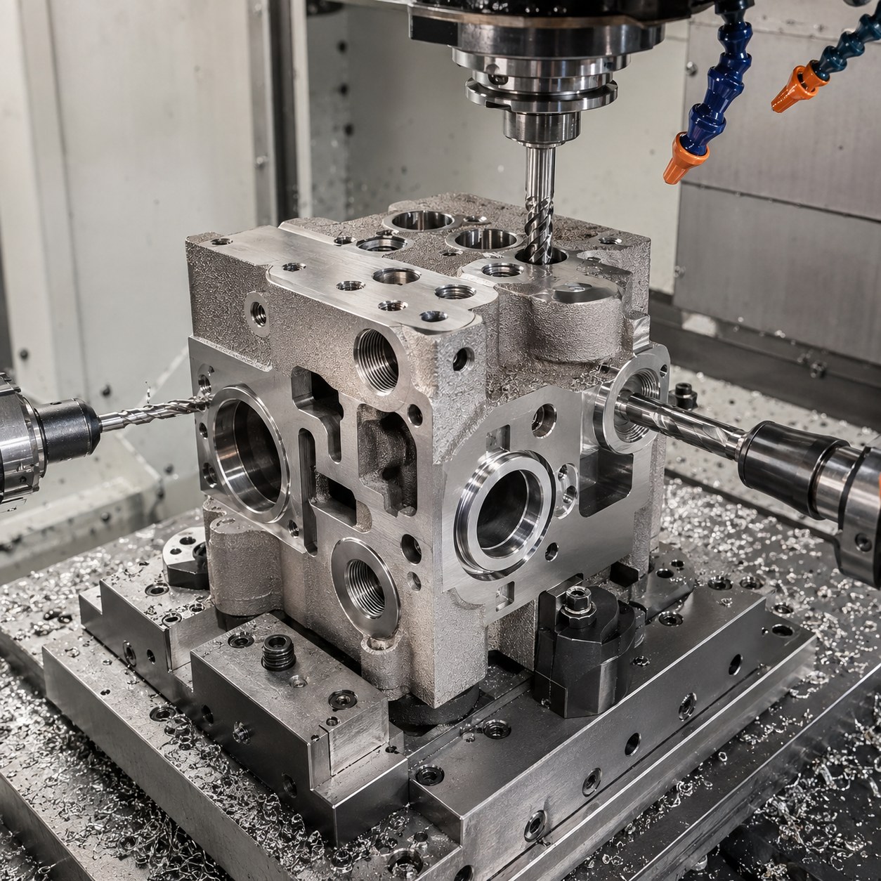 AM 316L Valve Block Tooling for Printed Datum Cleanup and Deep O-Ring Ports