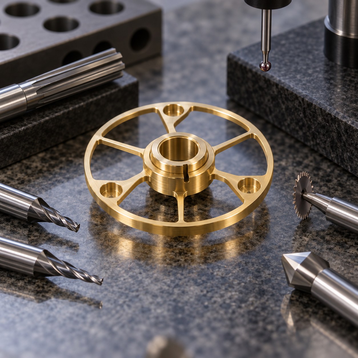 C26000 brass optical shutter hub with thin spokes timing slot and carbide tools