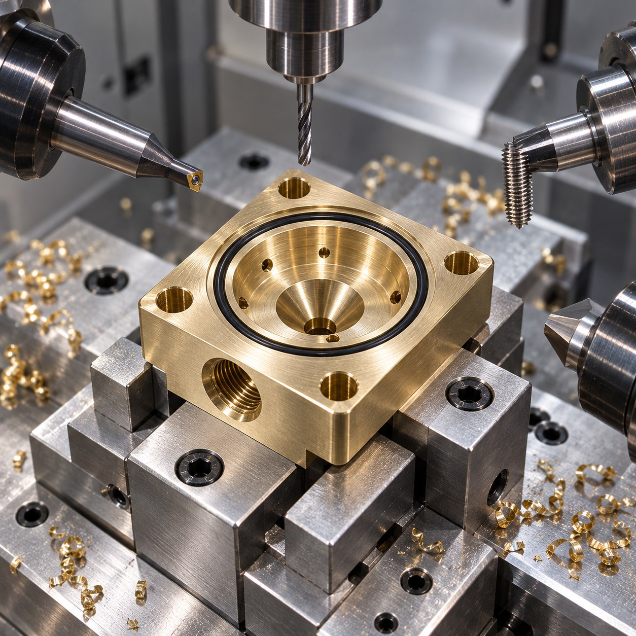 C360 Brass Valve Seat Tooling for Conical Seal and Tiny Cross Holes