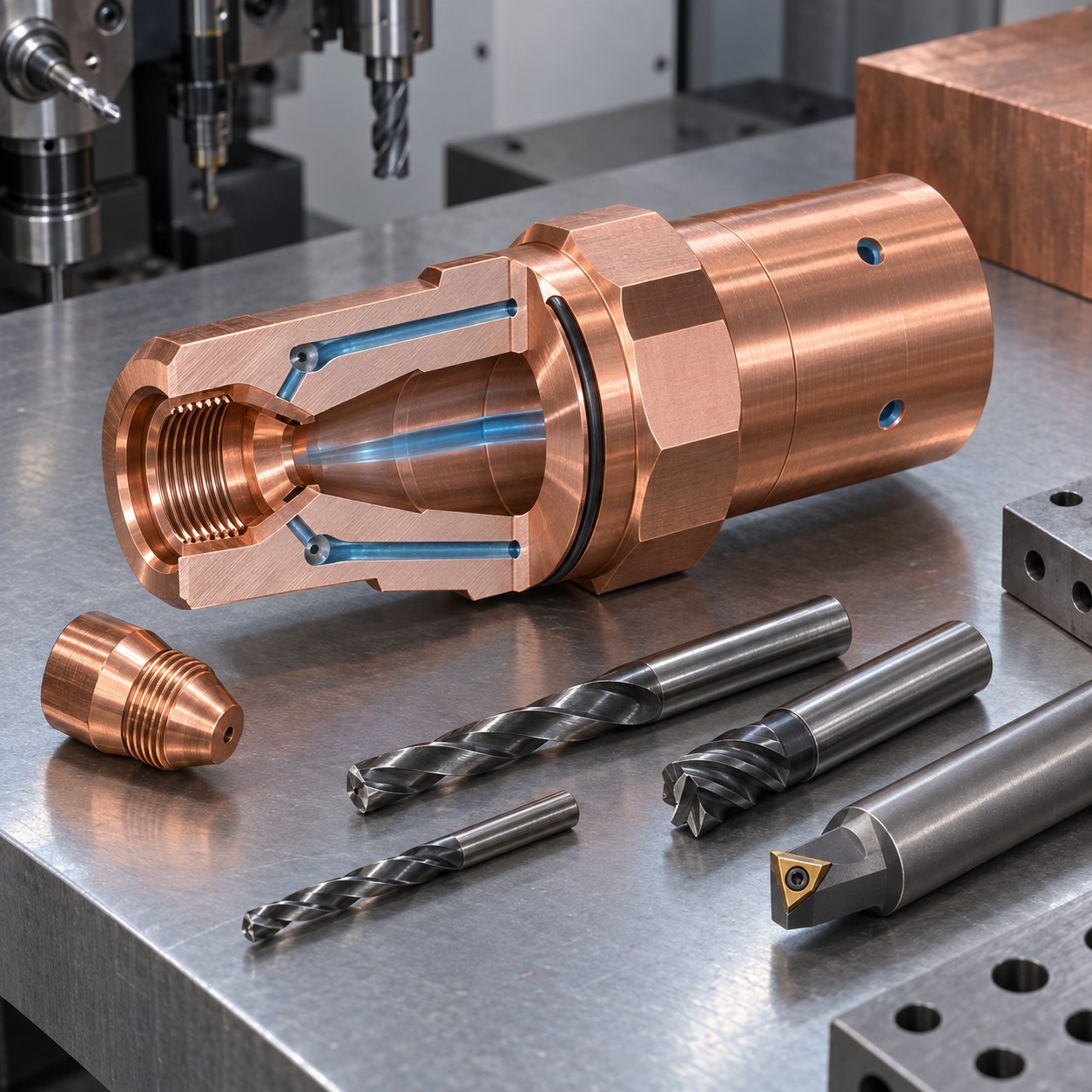 CuCrZr Electrode Holder Tooling for Water Channel and Threaded Tip Seat