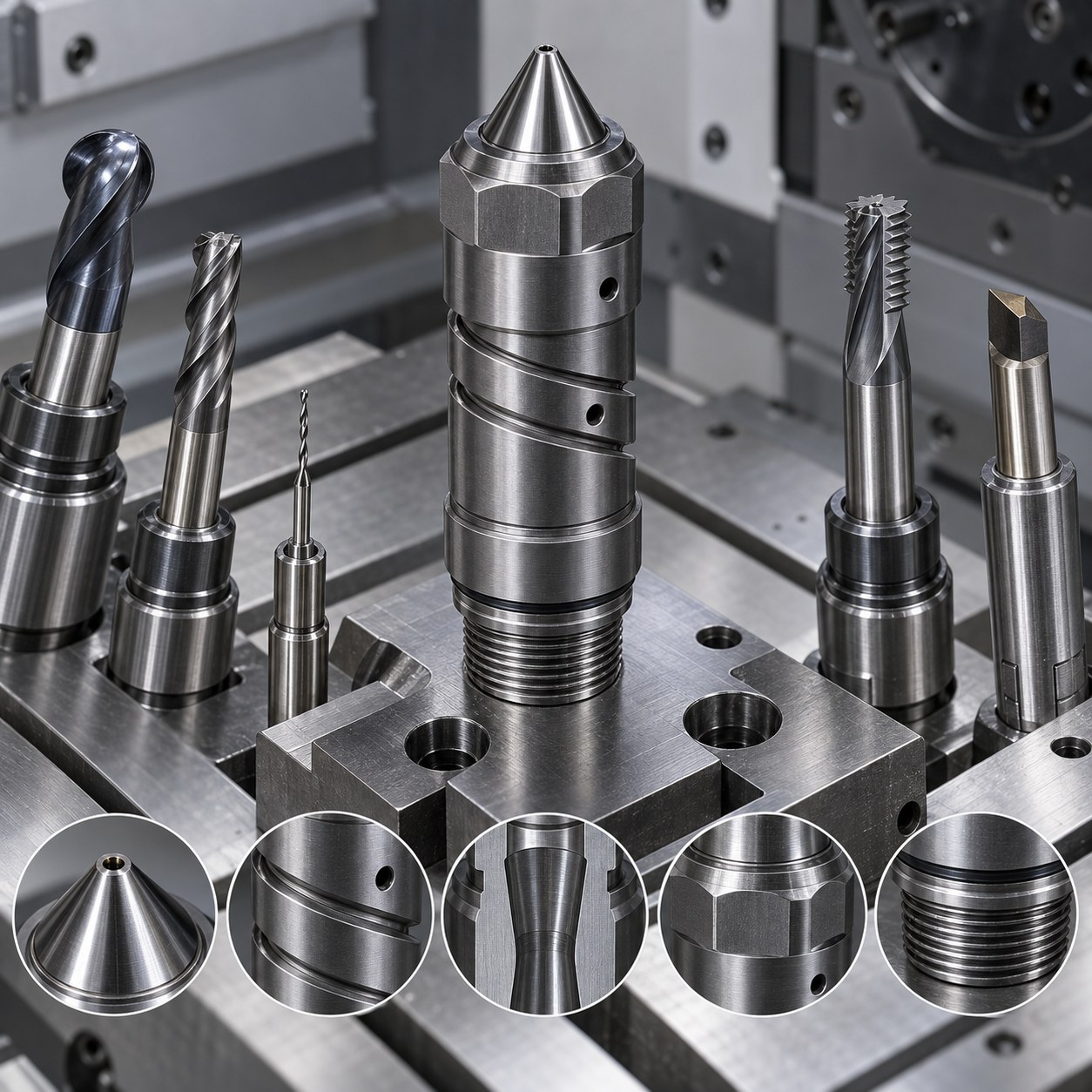H13 Hot Runner Nozzle Tooling for Gate Seat and Heater Groove