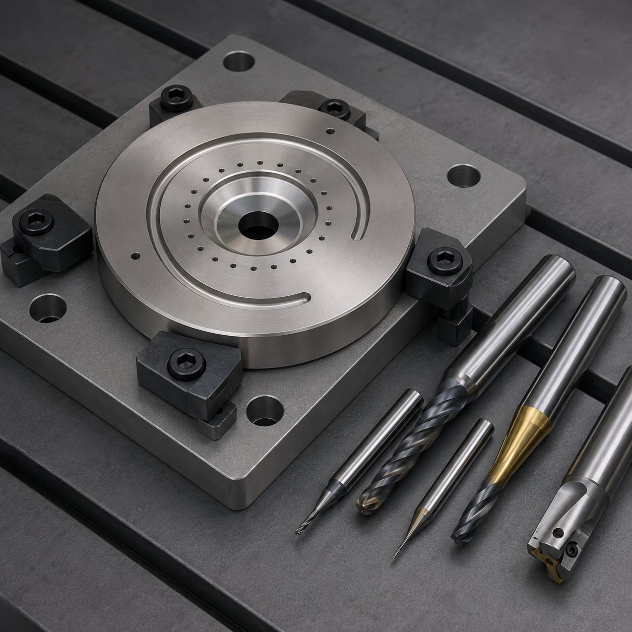 Hastelloy C-276 diaphragm pump valve plate CNC tool selection for spiral purge slot knife edge seat and micro bleed holes