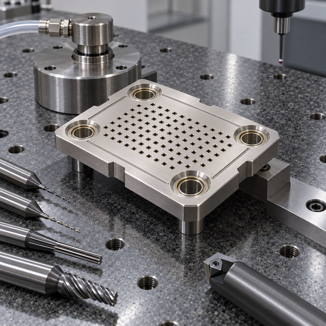 Kovar Header Tooling for Glass Seal Bores and Pin Hole Array