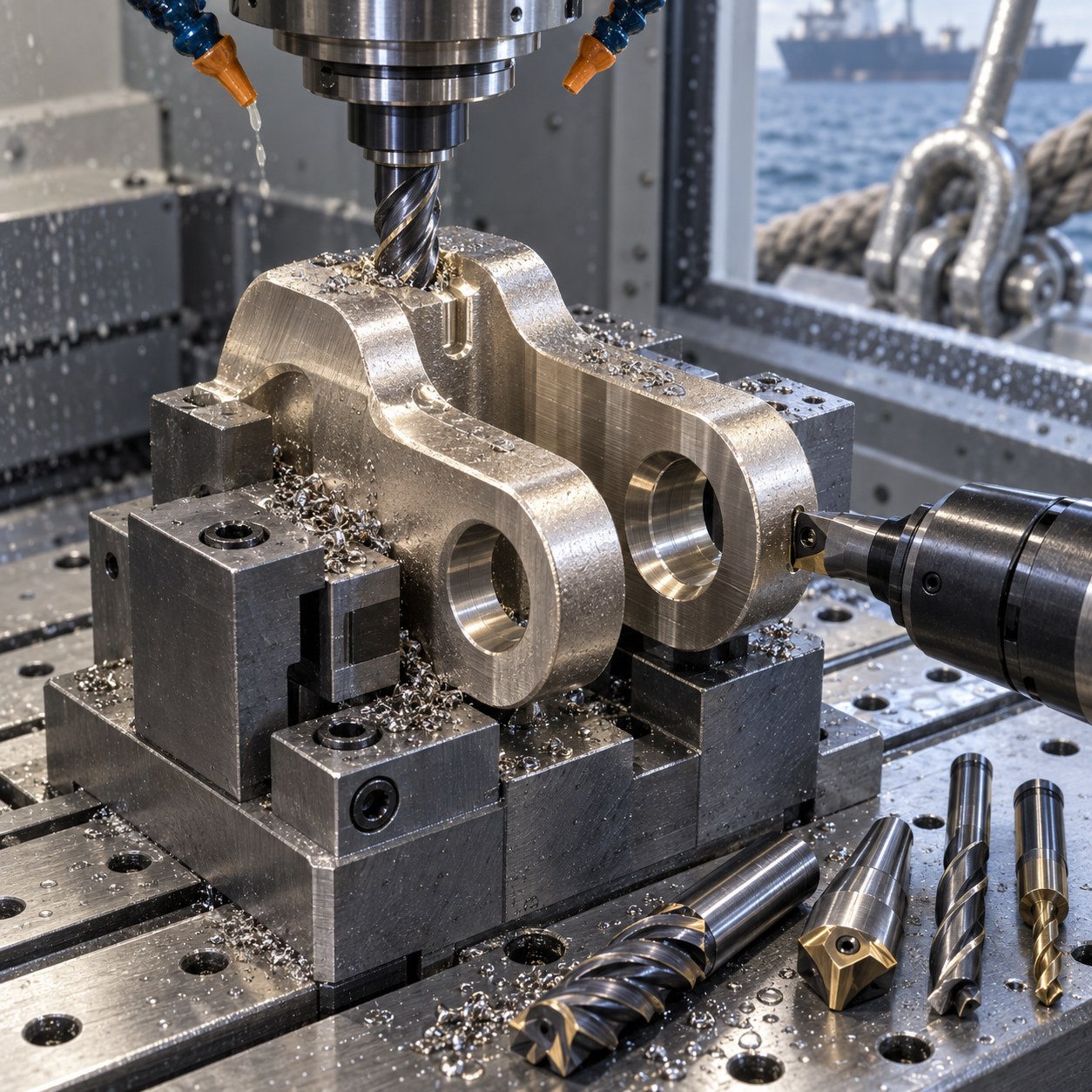 Monel K-500 Marine Clevis Tooling for Fork Slot and Pin Bore