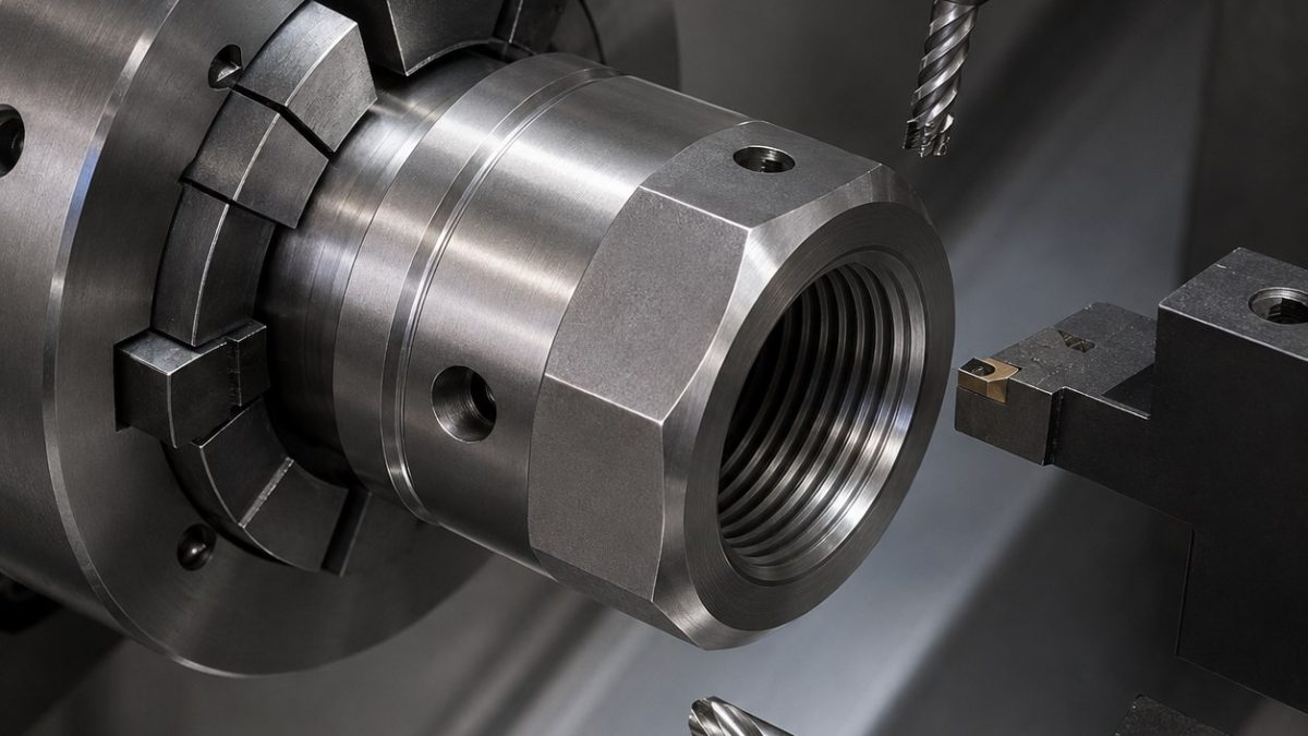 Nitronic 60 Valve Stem Nut CNC Tool Selection for Deep ACME Thread and Cross Grease Holes