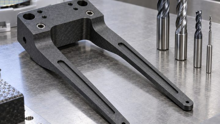 PEEK-CF30 Wafer Fork Tooling for Thin Tines and Vacuum Grooves