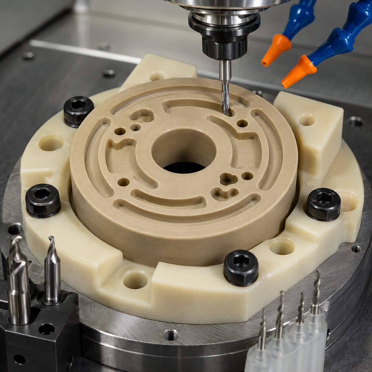 PEEK-GF30 Rotary Valve Rotor Tooling for Seal Lands and Metering Slots