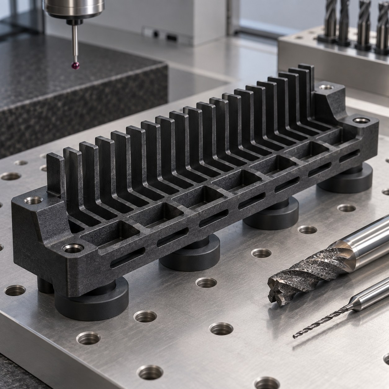 PPS-GF40 battery isolation comb with thin tines vent slots and carbide cutting tools