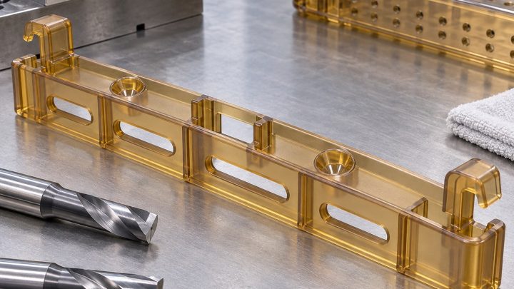 PPSU Latch Rail Tooling for Snap Hooks and Drain Slots