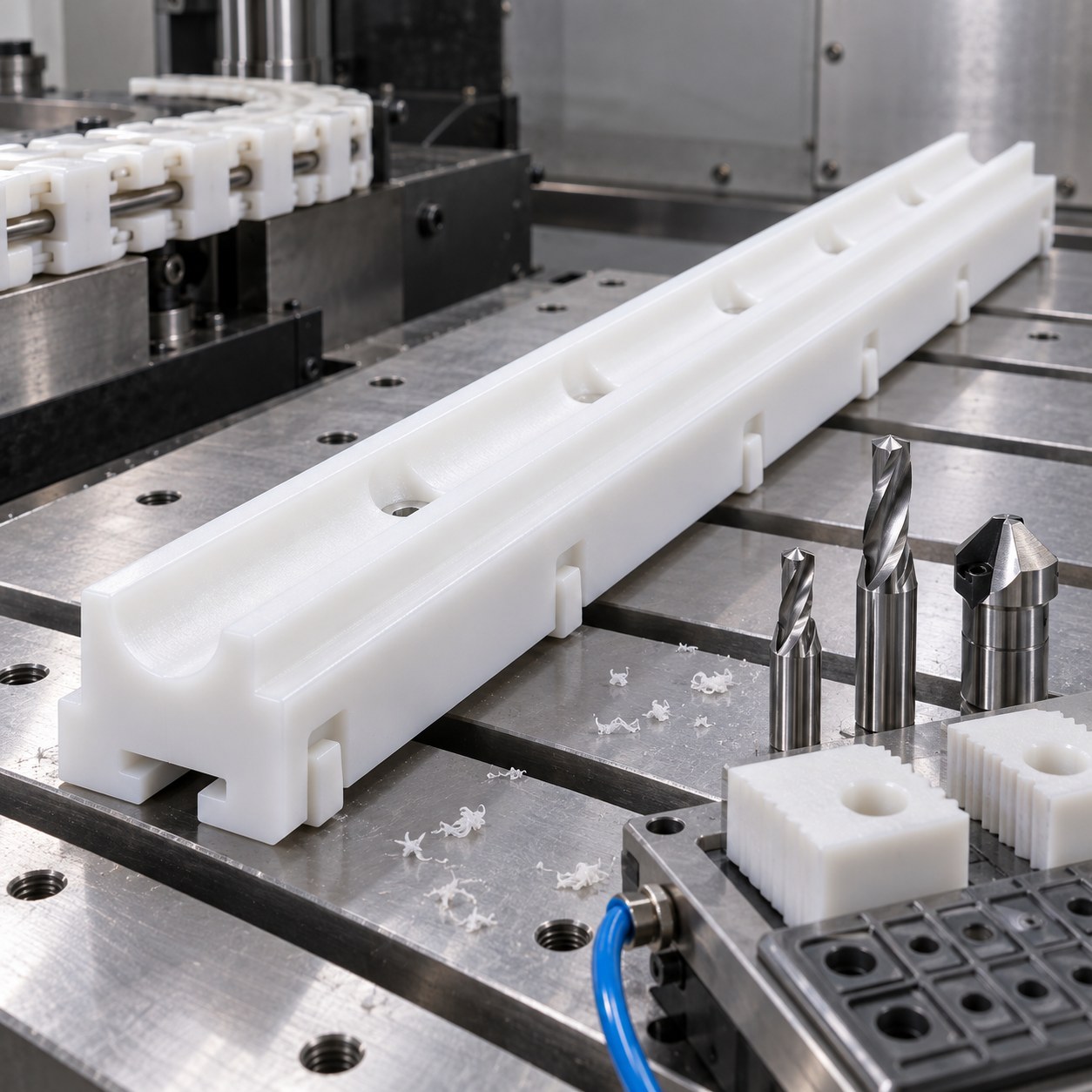 UHMWPE Guide Rail Tooling for Curved Pocket and T-Slot Groove