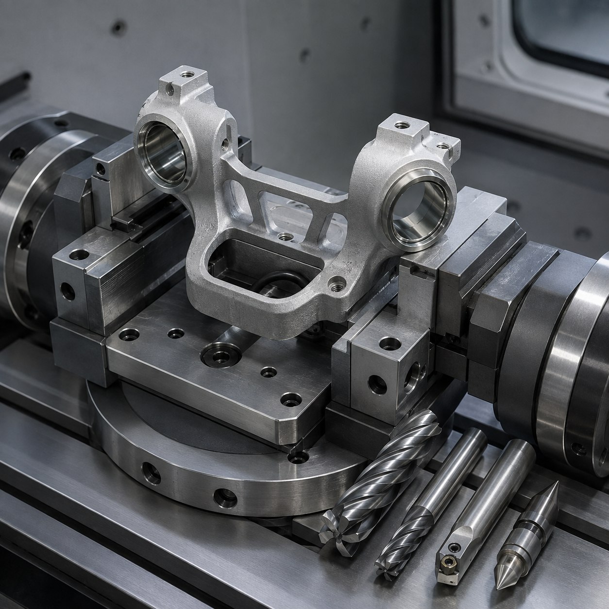 ZA-27 gimbal housing CNC tool selection for opposed bearing bores cable pocket and thin bridge