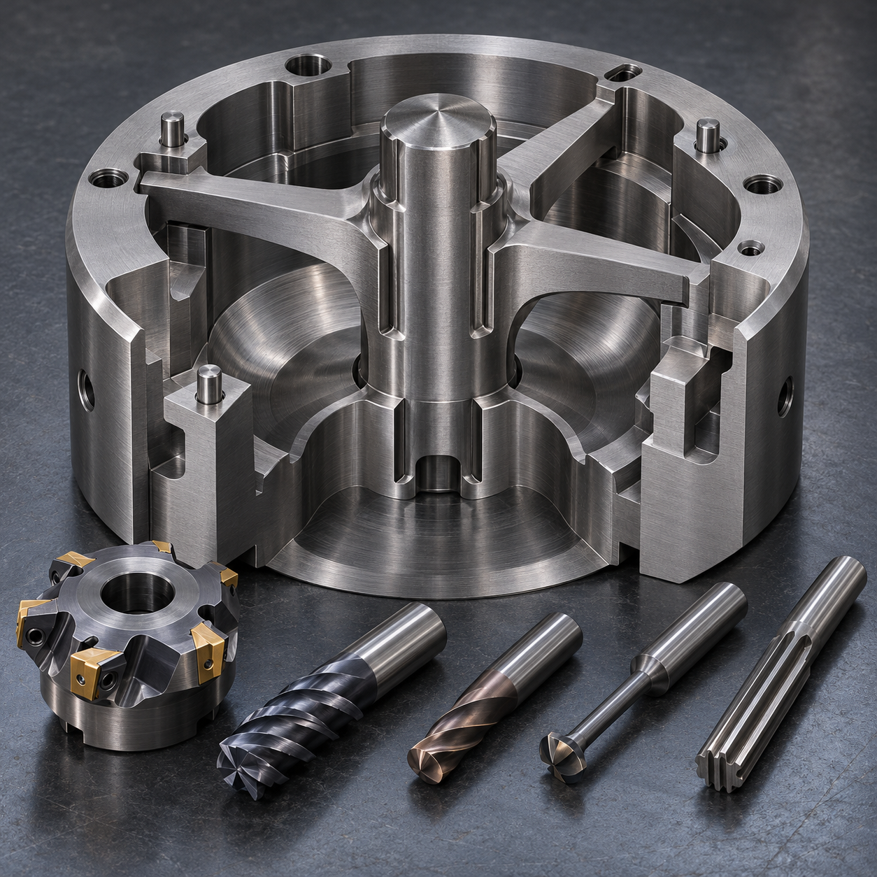 H11 extrusion porthole die mandrel with bridge undercuts bearing lands welding chambers and carbide tools