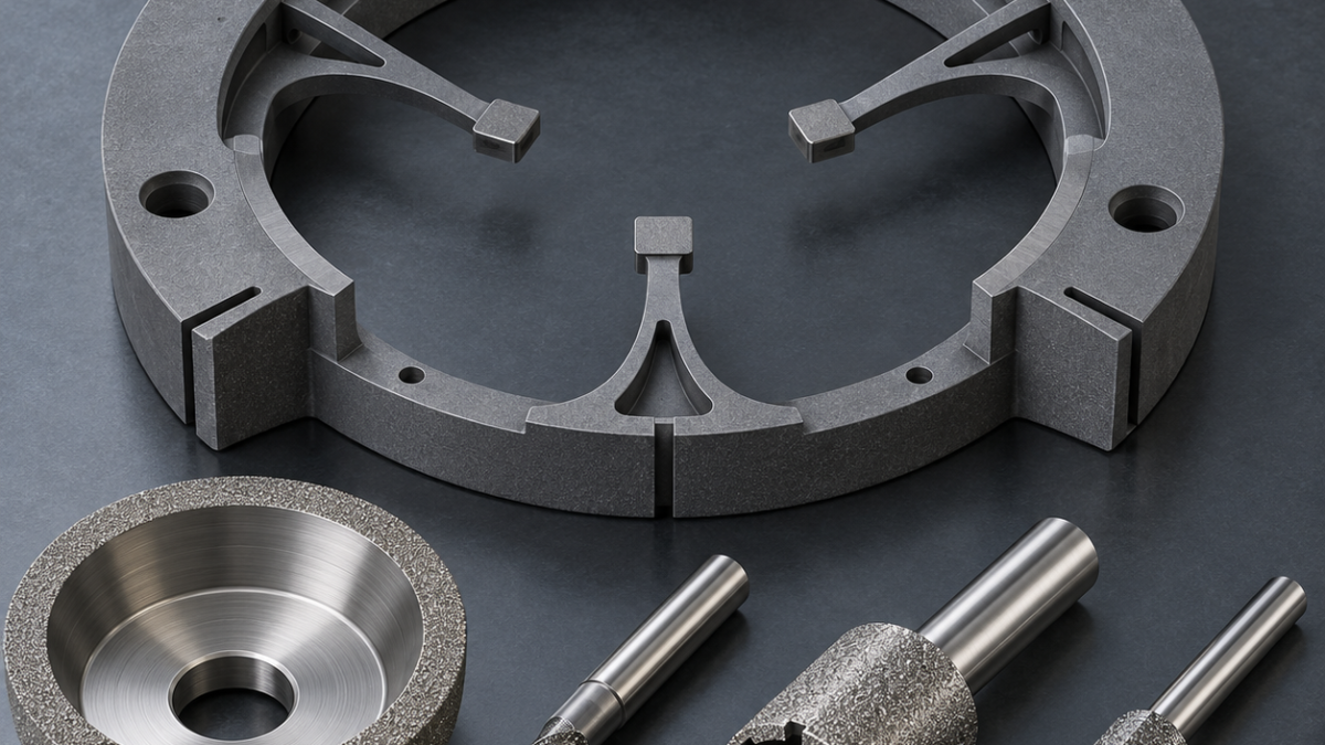 RB-SiC Wafer Edge-Grip Ring Diamond Tooling for Datum Pads and Relief Slots